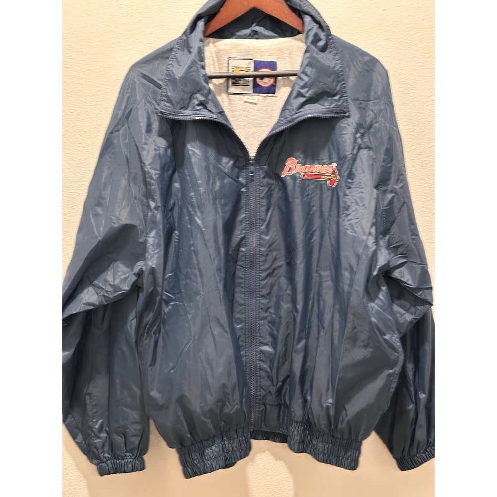Atlanta Braves Windbreaker Vintage MLB Logo 7 Full Zip Embroidered  XL